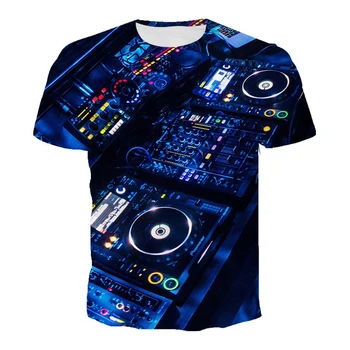 2023 Új Stílus Unisex Night Club DJ Billentyűzet Pólók 3D Nyomtatás Hangszer Hip-Hop Buli DJ Tees Alkalmi Felsők XXS-6XL