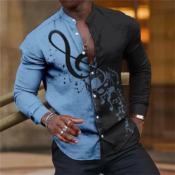3d-s férfi póló minta nyomtatás geometriai állni gallér fehér kültéri utcában hosszú ujjú ruha divat streetwear tervező