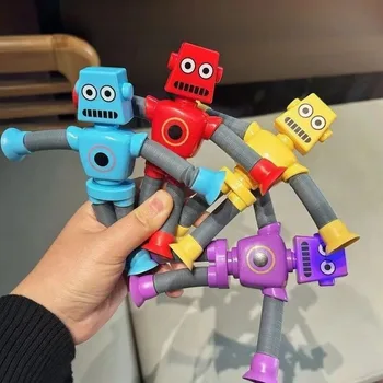 4db tapadókorong Robot Vicces Teleszkópos Szakaszon Fidget Játék stresszcsökkentő Puzzle Állatok Trükkös Játék Családi Viccek Gyermek, Kölyök Ajándék