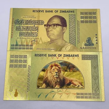 A klasszikus 100 decillion Zimbabwei Dollár, 24 KARÁTOS Arany vagy Ezüst Bankjegy, UV Lámpa Gyűjtemény Ajándék