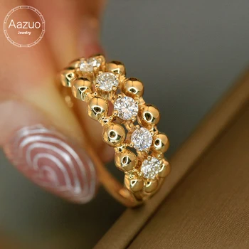 Aazuo Jól Ékszer 18K Tömör Rose Gold Igazi Gyémántok 0.45 ct Divat Gyűrű Tehetséges Nő Deluxe Bankett Divat Ékszerek Au750