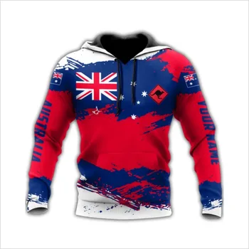 Ausztrália Zászló Grafikai Melegítőfelső Divat Nemzeti Jelkép Pullovers Vicces Kenguru 3D Nyomtatott kapucnis felső Férfiaknak Alkalmi Pullovers