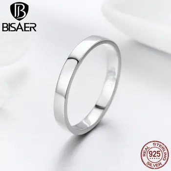 BISAER 100% 925 Sterling Ezüst Judit Eljegyzési Gyűrű Örökre Szeretni Kör Néhány Női Gyűrűk, Nők Esküvői Ékszerek ECR343