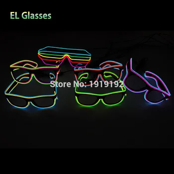 Dupla Színes El Drót Neon LED világít Kioldó új érkezés Világító Szemüveg Rave Jelmezes Buli DJ Világos Napszemüveg