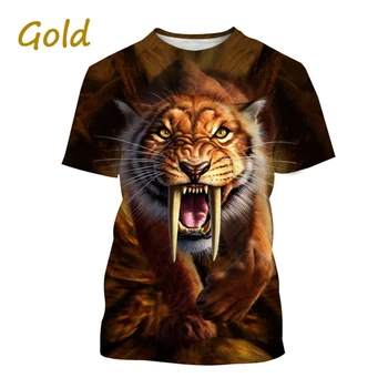 Erdő Király Tigris Grafikus póló Férfi 3D Állatkert Amur Tigris Nyomtatás póló Divat Hűvös Női Ruházat Vicces Gyerek Rövid Ujjú