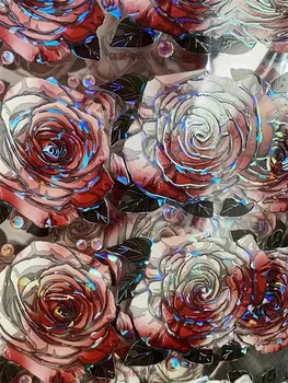 Gótikus Stílusú Vörös Rózsa Virágos Háttér Washi PET Szalag Kártya Készítés DIY Scrapbooking Terv Dekorációs Matrica