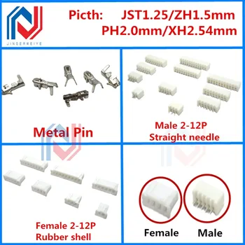 JST 1.25 mm ZH 1.5 mm, PH2.0 mm XH2.54mm 2P 3P 4-12Pin Terminálok Műanyag Héj Férfi Plug + Női Csatlakozó Vezeték Csatlakozó XH 2.54 mm