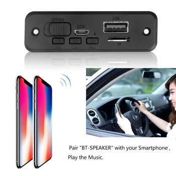 Kebidu 5V Autó Fm Rádió Modul, 2*3 WATTOS Erősítő Bluetooth 5.0 Mp3 Lejátszó Dekóder Testület Támogatja az Fm Tf Usb Aux Kihangosító Hívás