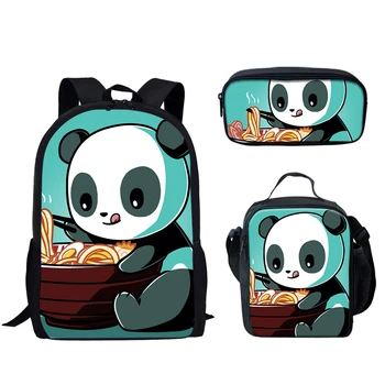 Klasszikus Divat Vicces Panda 3D Nyomtatás 3pcs/Set tanuló az Iskola Táskák, Laptop Daypack Hátizsák Ebéd táskát, tolltartót
