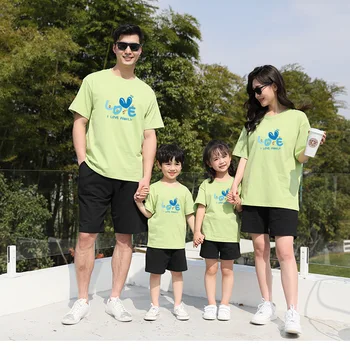 Koreai Család Nézd Ruhák Ing Betűkkel Nyomtatott Pólók Anya Lánya Gyerekek Megfelelő Családi Ruhák Pamut póló Baba Játszó Maximum