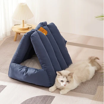 Magas Minőségű, Háromszög Alakú Pet Téli Meleg Fészek Kényelmes, Puha Macska Alszik Ágyban Félig zárt Luxus Pet Supplies