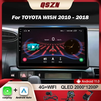 QSZN Vezeték nélküli CarPlay Toyota Kívánom, 2 2010-2018 Android 13 AI Hang autórádió Auto Multimédia 4G GPS Navigációs 2 din-Nem, dvd