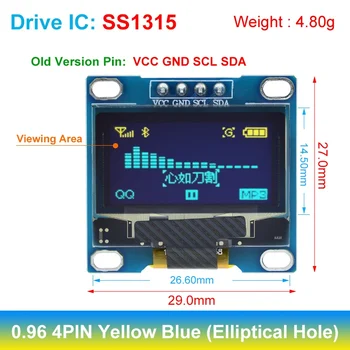 TZT 0.96 hüvelyk IIC 4 tűs Soros Fehér/Kék/Sárga, Kék/Sárga OLED Kijelző Modul 128X64 12864 LCD Képernyő Testület az arduino oled