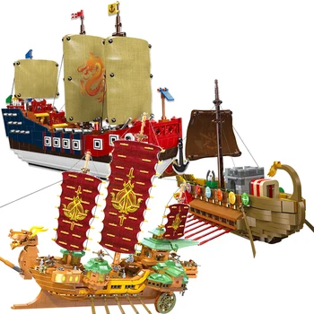 Ötletek Középkori Kaland Gőz Csatahajó Tégla Kreatív Szakértő Hős Kalóz Hajó Épület-Blokk, Moc Moduláris Játékok Gyerek Ajándék
