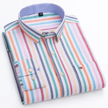 Új póló 100%pamut Plus size 7xl hosszú ujjú ing, férfi slim fit hivatalos bigsize puha Oxford alkalmi kockás ruhát iroda