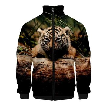 3D Nyomtatott Tigris Mintás Kabát Férfi Hosszú Ujjú Alkalmi Divat Kabát Felső Lélegző Streetwear Laza, Kényelmes Zip-up Kabátok
