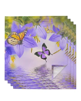 4db Pillangó Virág Víz Felszínén Tér 50cm Táblázat Szalvéta Buli, Esküvő Dekoráció, terítő Konyha Vacsora Várja Szalvéta