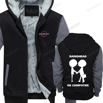 Az ember shubuzhi kapucnis felső fekete pulóver cipzáras Radiohead Logó OK Számítógép homme outwear téli vastag kapucnis pulóver laza stílus