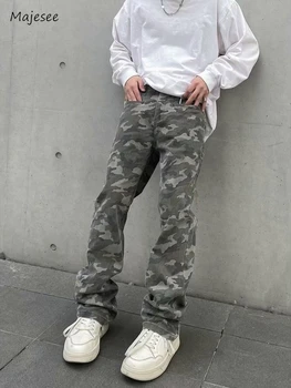 Az Álcázás Jeans Férfi American Retro Barátja Harajuku Alapvető Hosszú Nadrág High Street Napi Hip-Hop Jóképű Pantalones Főiskola