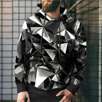 Férfi Kapucnis 3D Nyomtatott Geometriai Grafikus melegítőfelső ruházat Napi Klasszikus Divat Őszi Hosszú Ujjú kapucnis felső Férfiaknak