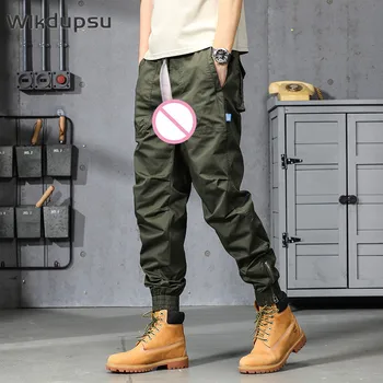 Férfi Rakomány Hip-Hop Nyitott Y Nadrág Alkalmi Cipzár Koreai Design Kocogók Streetwear Taktikai Katonai Férfi Szabadtéri Szexi Nadrág