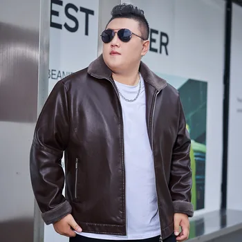 Nagy méretű PU bőr dzseki férfi kabát téli új pamut megvastagodott pamut ruházat Vízálló Pamut bőrkabát 7XL 8XL