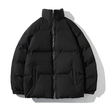 Y2K Túlméretezett Fekete Téli Kabát Férfi Zubbonyok Sűrűsödik Meleg Kabát Férfi Nő Állni Gallér Szilárd Színű Bélelt Kabátok Streetwear 5XL